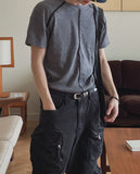 Central Zipper Raglan Short Sleeve T-shirt