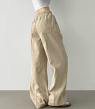 Nanspan banding pin tuck back cut mega wide pants