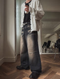 LookPain Cat Wash Wide Denim Pants