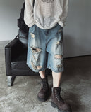 Broing damage bermuda denim pants