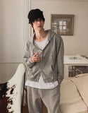 Ruby Damaged Sweat Hood Zip-Up