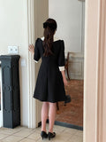 Roabi collar two-tone tweed A-line mini one piece