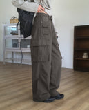 Tear pocket cargo wide cotton pants