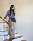 Jetso Layered Checkered Micro Mini Skirt Belt