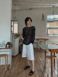 Damage snap see-through knit