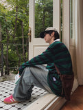 Douji stripe collar t-shirt