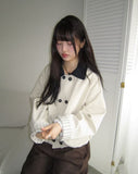Jamin button color matching crop jacket