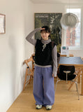 Ukon button color wide pants