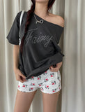 I Love pattern banding shorts