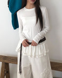 Ruer Frill Long Sleeve Layered T-Shirt