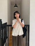 Folding Embroidery Punching Ribbon Nashi Blouse