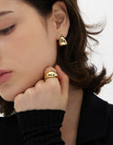 Champagne Full Moon Silver Wide Ring