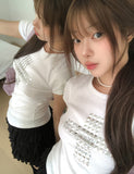 Metallic Cross Slim Short Sleeve
