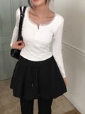 Hail Lace Cap Button Slim T-shirt