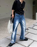 Sand brush wide denim pants