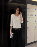 Skin Henley Neck Three Quarter Sleeve T-Shirt