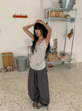 Casane Round Layered Stripe Long Sleeveless