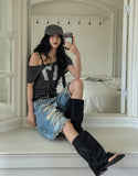 Raw Destroyed Bermuda Denim Pants
