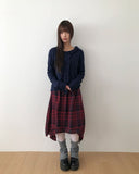 T-L Vintage Check Layered Midi Skirt