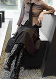 Suspender Long Pleated Skirt