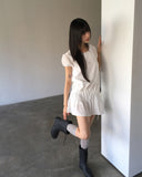 Pne Shirring Banding Puff Short Sleeve Mini One Piece