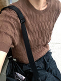 Cable knit short sleeve round ver