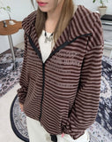 Trini Lettering Knit Hood Zip-Up