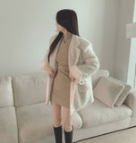 Boucle Quilting Lining Fur Shoulder Pad Winter Jacket