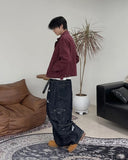 Ruped cropped washed jacket