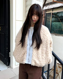 Sell Fluffy Fur Color Matching Quilted Hood Zip-Up Jumper