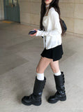 [Muffler set] Renu Cardigan Shirring Button Sleeveless Set