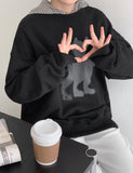 [BAONHAUS] Corrie Cat Printed Brushed Sweatshirt