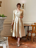 Rebbe Jacquard Collar Pleated One Piece (Belt set)