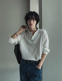 Pressure rib button warmer long sleeve t-shirt