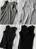 Henley Neck Side Track Muscle Fit Sleeveless