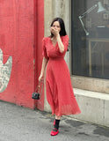 Heidi Zanflower Shirring Chiffon Long One Piece