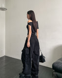 Drape Shirring Unbalance Off-Shoulder T-Shirt