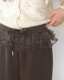 [Brushed Lining] Shover Leopard Chiffon Layered Tiered Jogger Pants