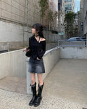 Dinto Muffler Unbalance Cardigan Set