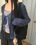 Rumi wrinkle see-through ribbon cardigan