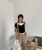 Tabon Button Cropped Short Sleeve Tee