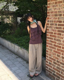 Pookie Linen Stripe Banding Wide Long Pants