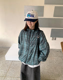 [unisex] Dorico Check Hood String Wind Jacket