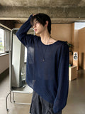 See-through wide neck knit