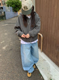 Nihin Washing Denim Wide Pants
