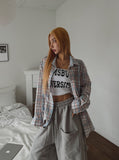 Candy Soft Loose-Fit Cotton Checkered Shirt