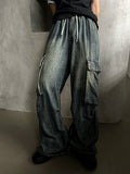 Summer cool cargo banding denim pants
