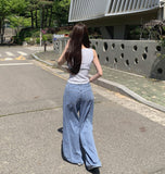 Cooling Tencel Cut Summer Banding Thin Wide Denim Pants