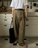 Ice two-tuck linen pants