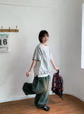 Beple Snap Button Banding Denim Balloon Wide Pants